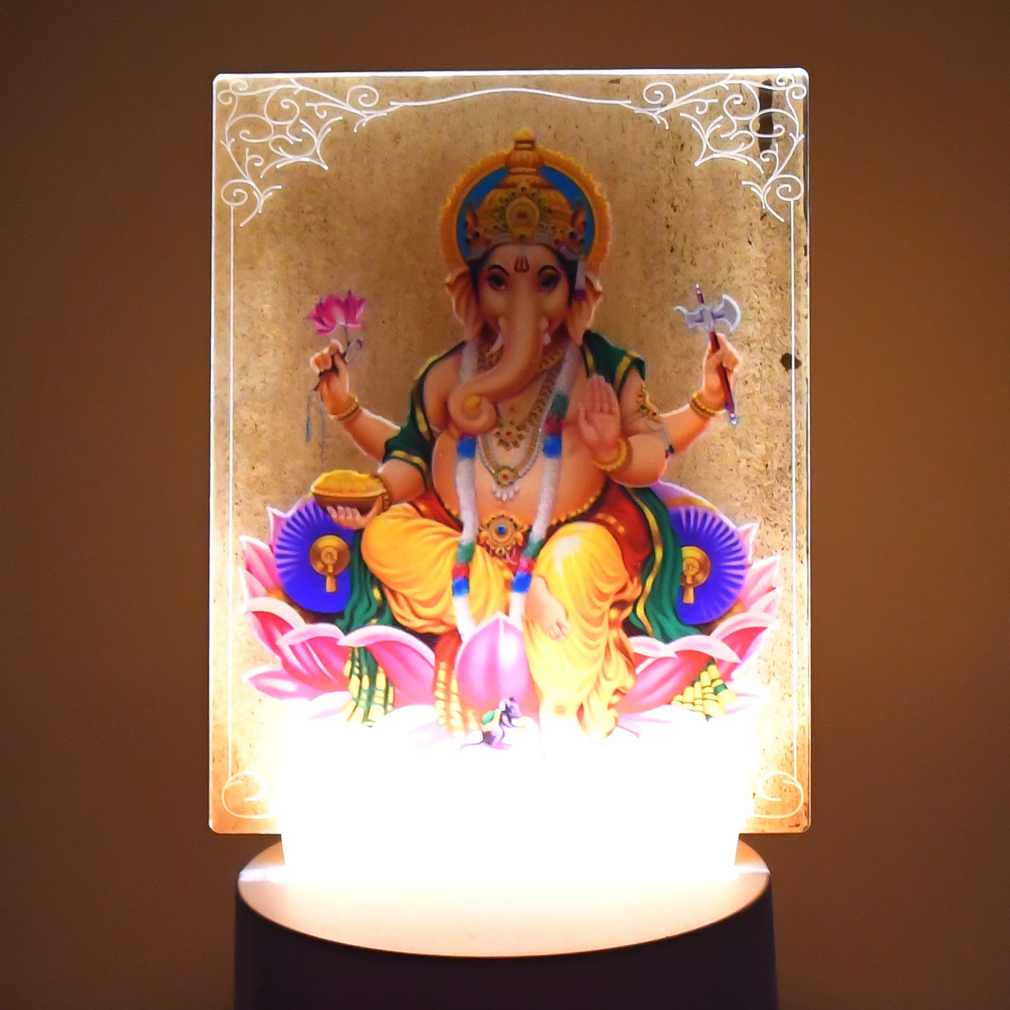 3D Lord Ganesh LED Night Light – Warm White, USB Powered