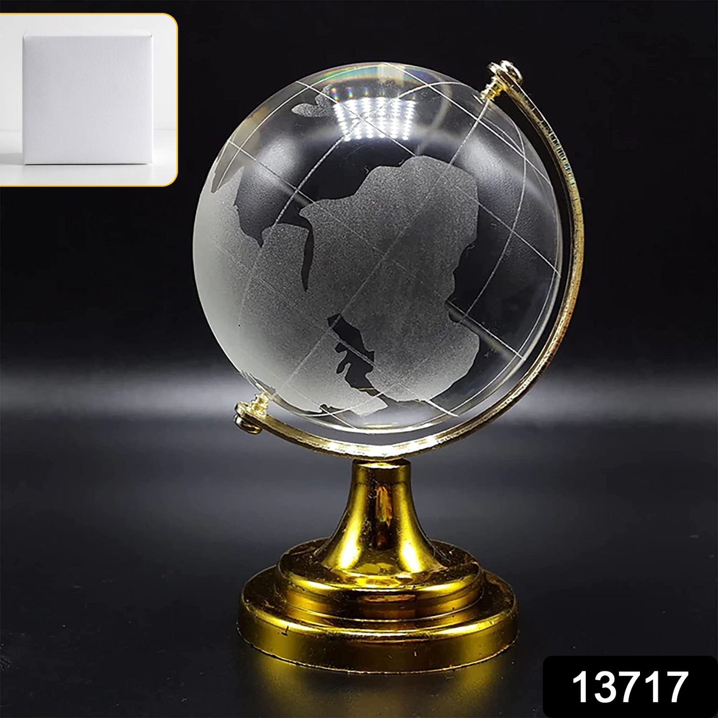 Crystal Globe / World Map 50mm with Golden Stand