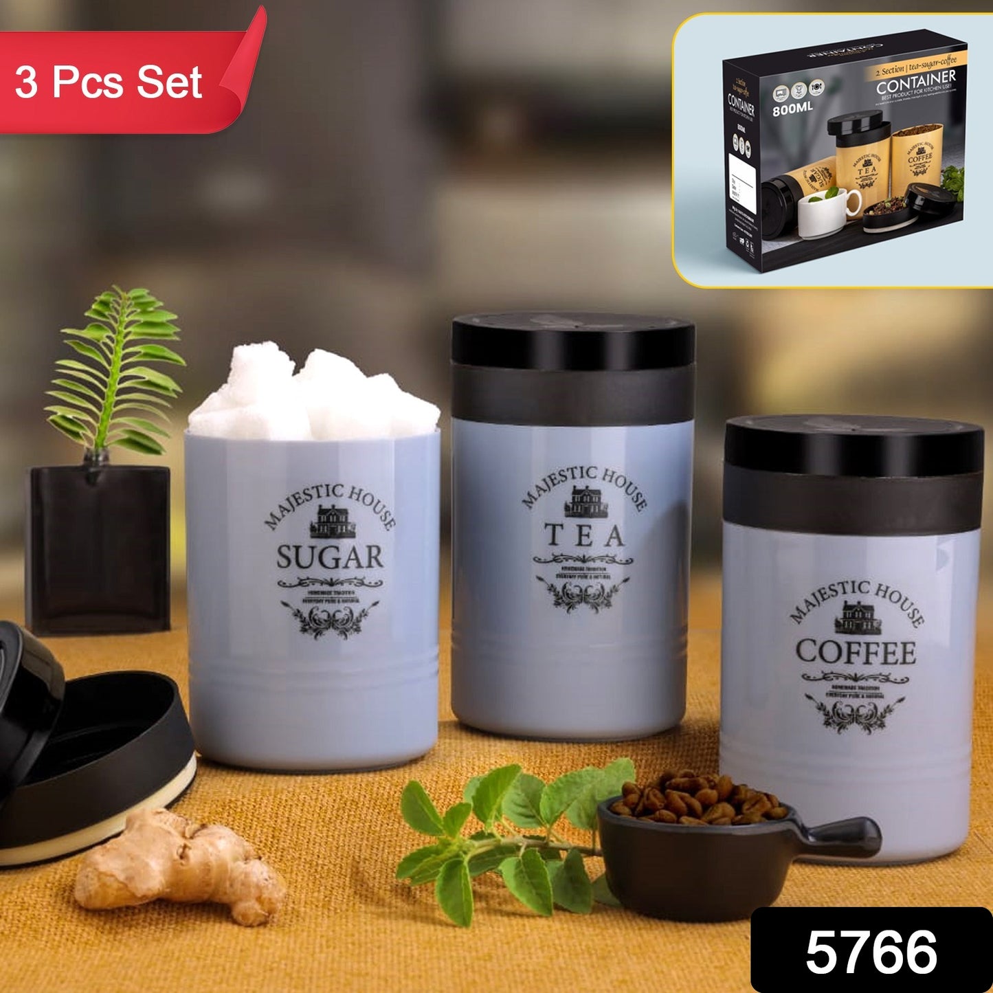 Accurate Seal Tea, Coffee & Sugar Container Set (3 Pcs)