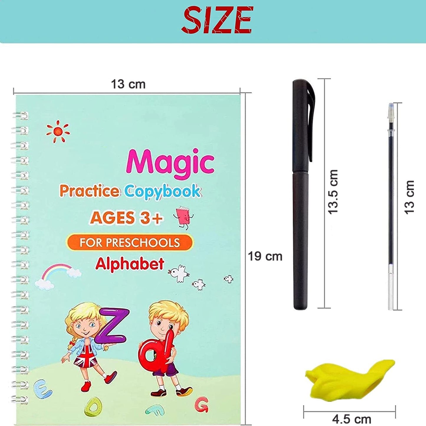8075 Magic Copybook Set – 4 Books with Pen Case, Holder & Refills