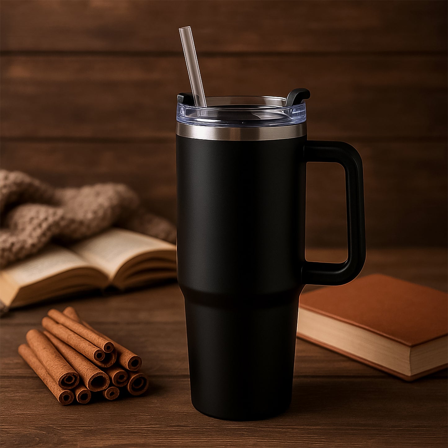 1200 ML Stainless Steel Vacuum Travel Mug with Straw & Handle