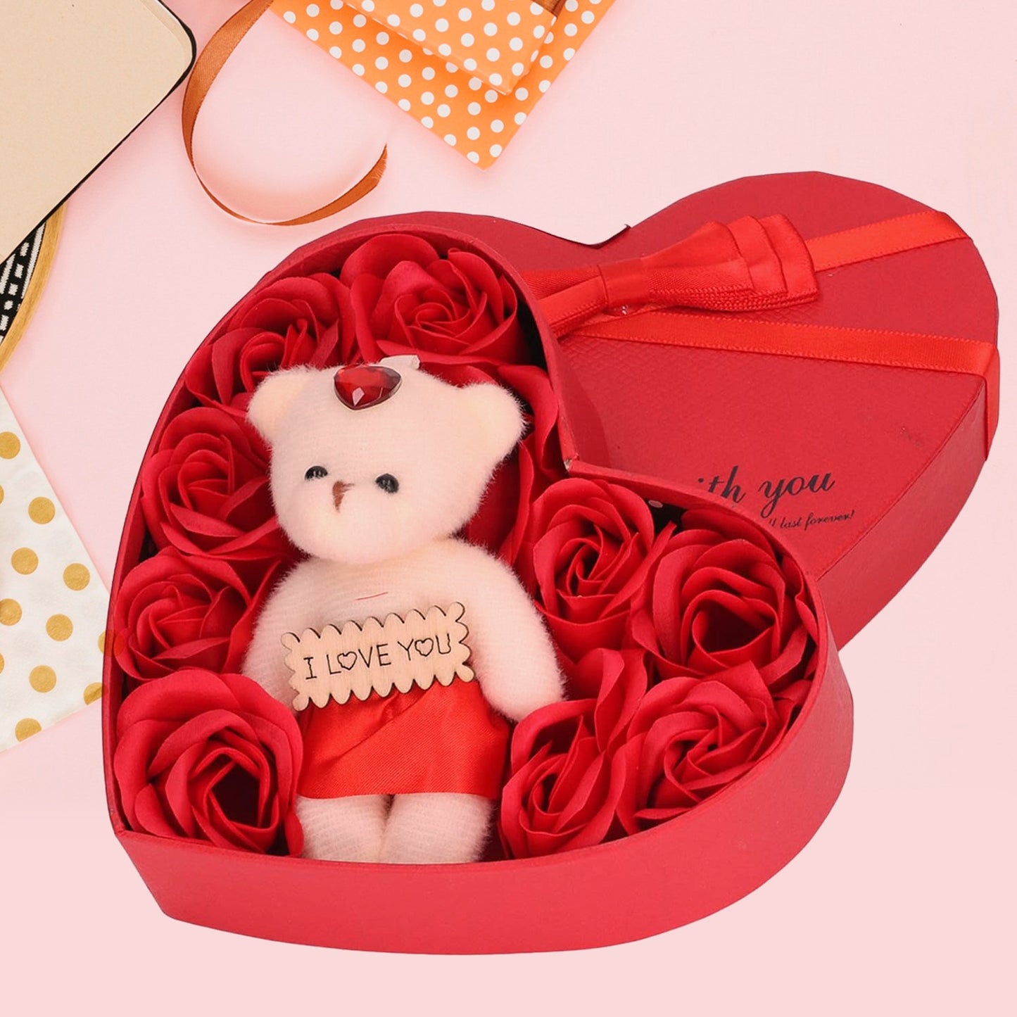 Valentine’s Day Gift Box with Teddy & Roses