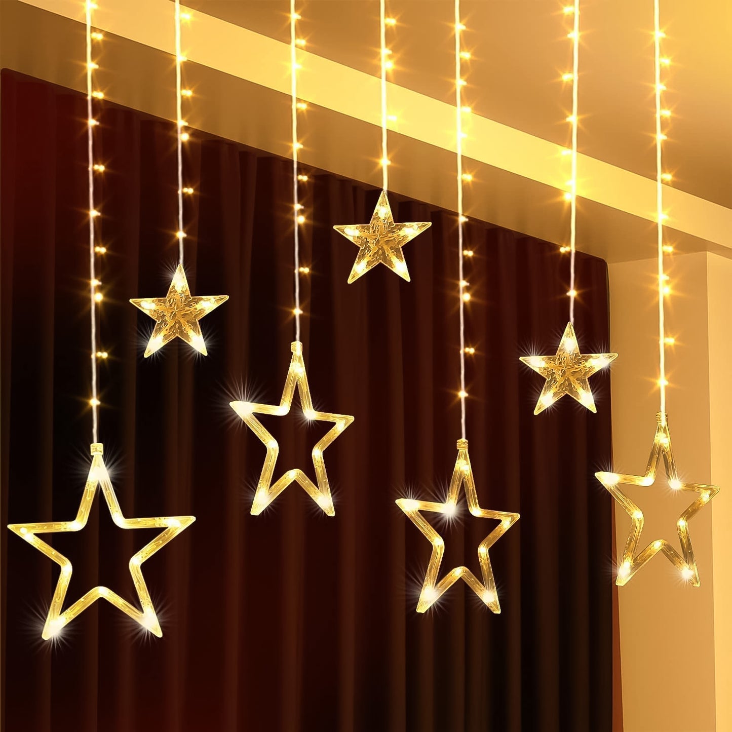 338512 Stars LED Curtain String Lights (Warm White)