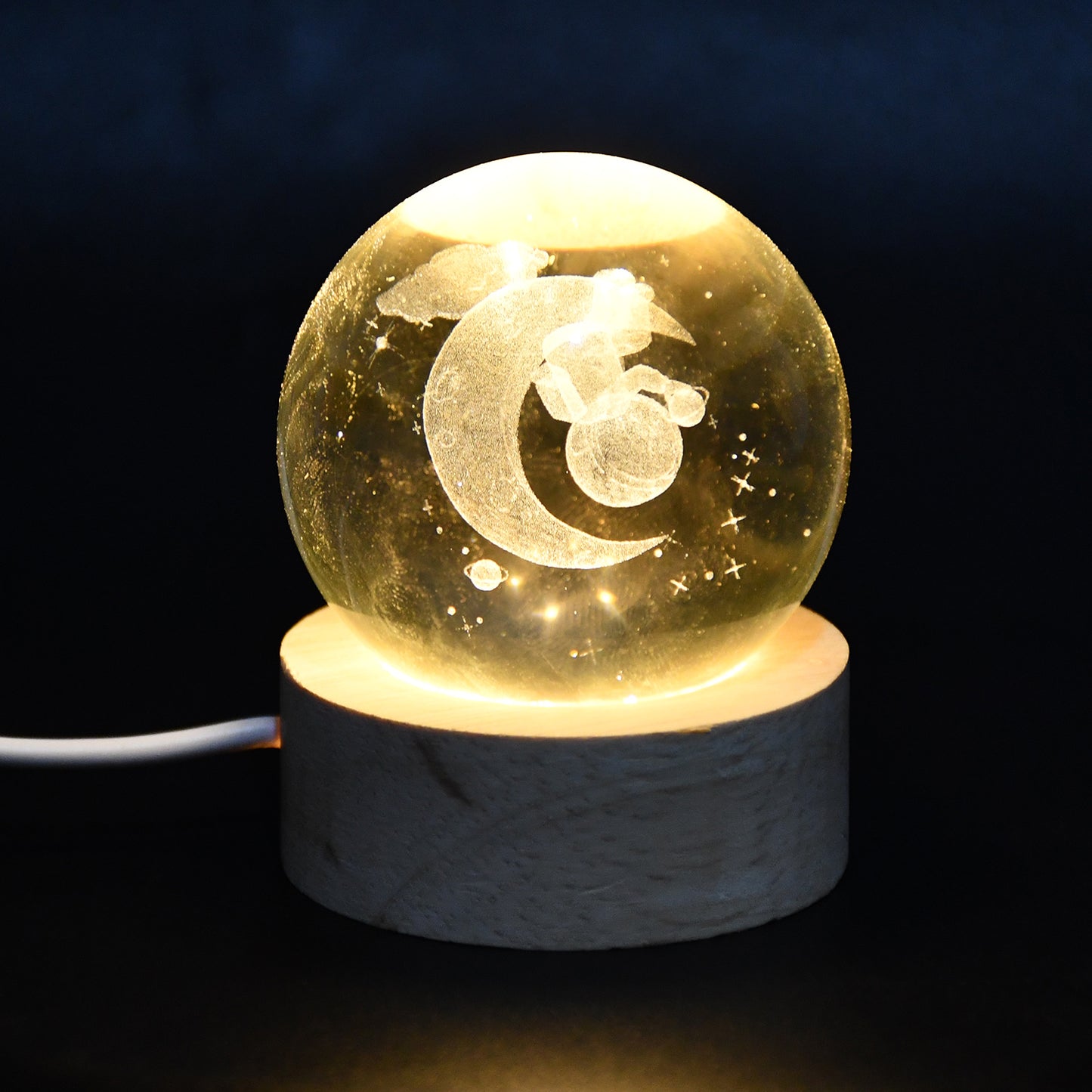 3D Crystal Ball Lamp with Base