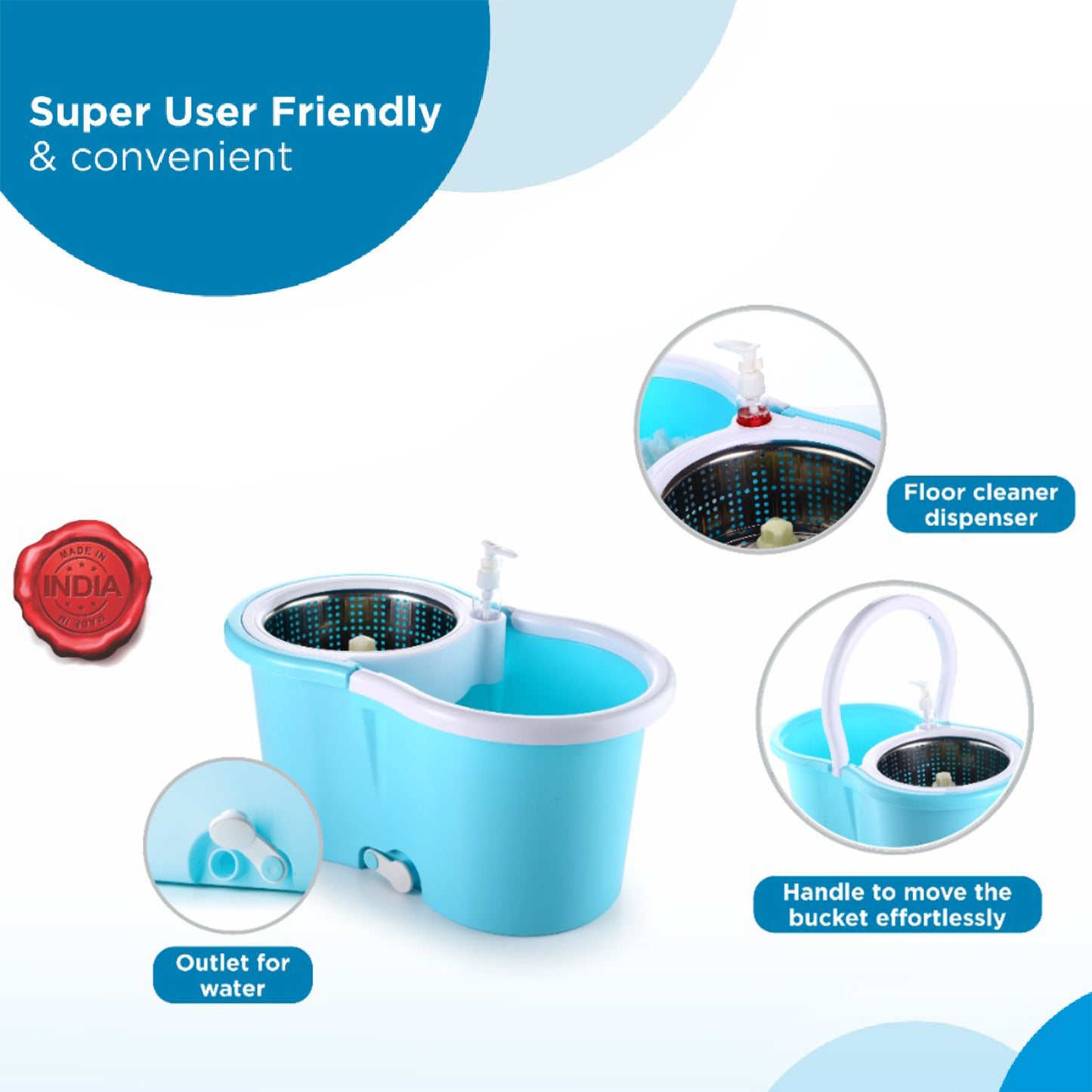 Plastic 360° Spin Mop with 2 Microfiber Heads
