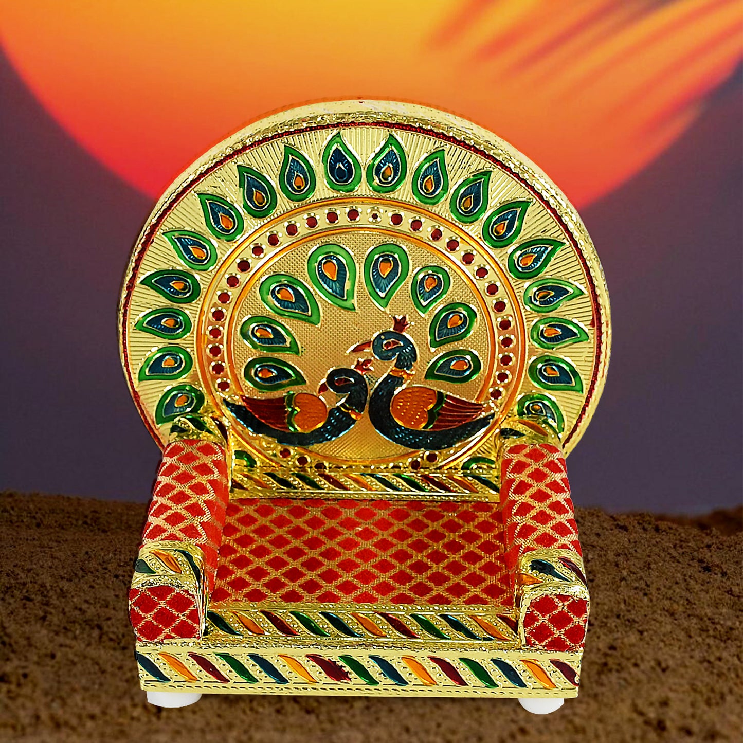 17697 Meenakari Work Laddu Gopal Singhasan – Wooden Krishna Ladoo Bal Gopal Sofa Asan