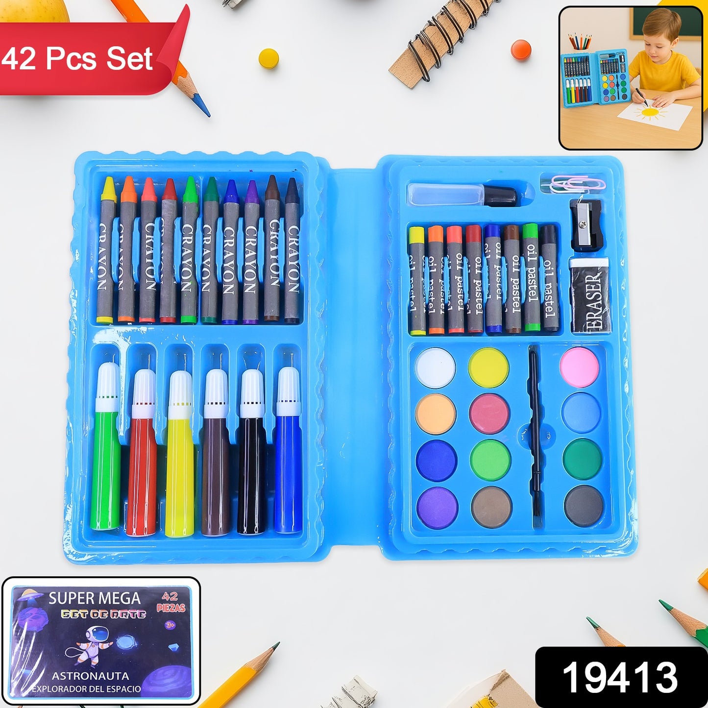 42-piece Complete Kids Art Craft Stationery Set