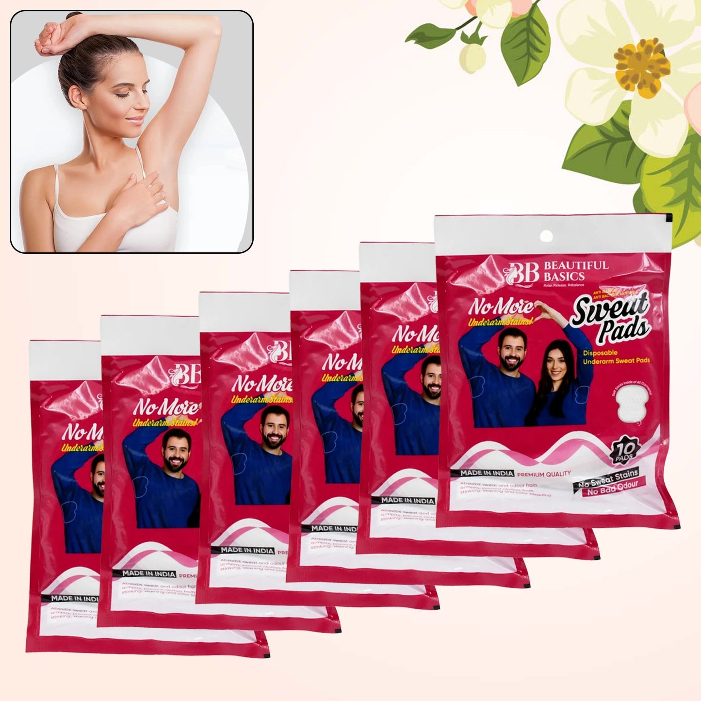 Underarm Disposable Sweat Pads (Pkts 6x 60 Pcs Set)
