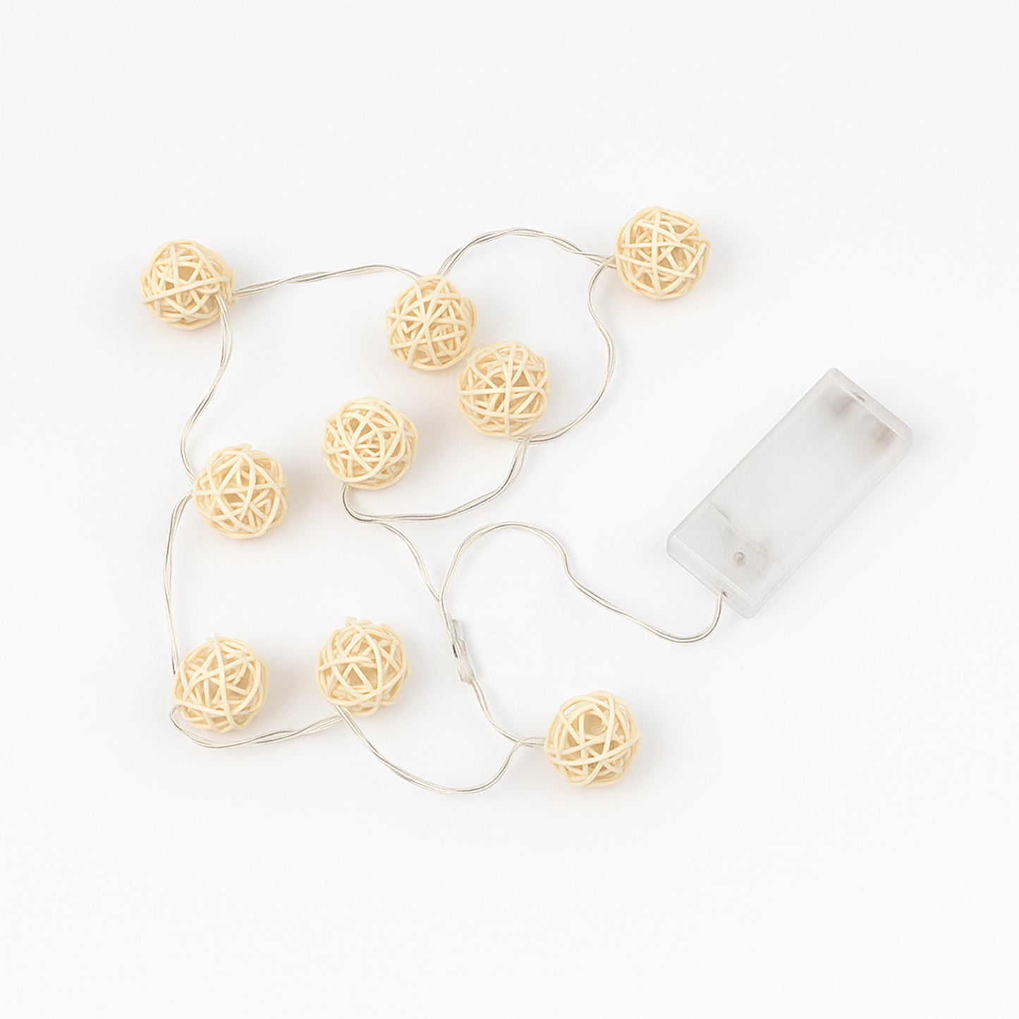 Battery Operated 10 LED Rattan Ball String Lights