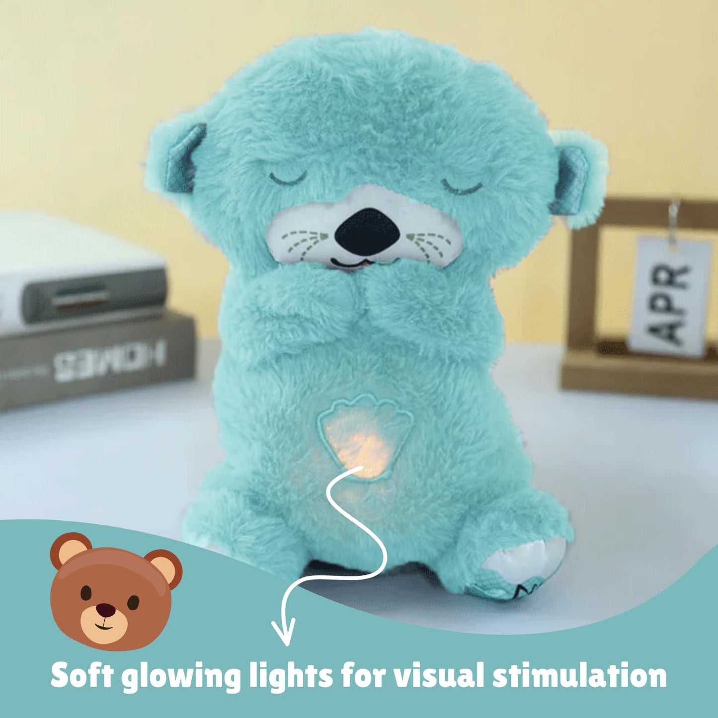 Soft Plush Musical Teddy Bear with LED Light (1 Pc)