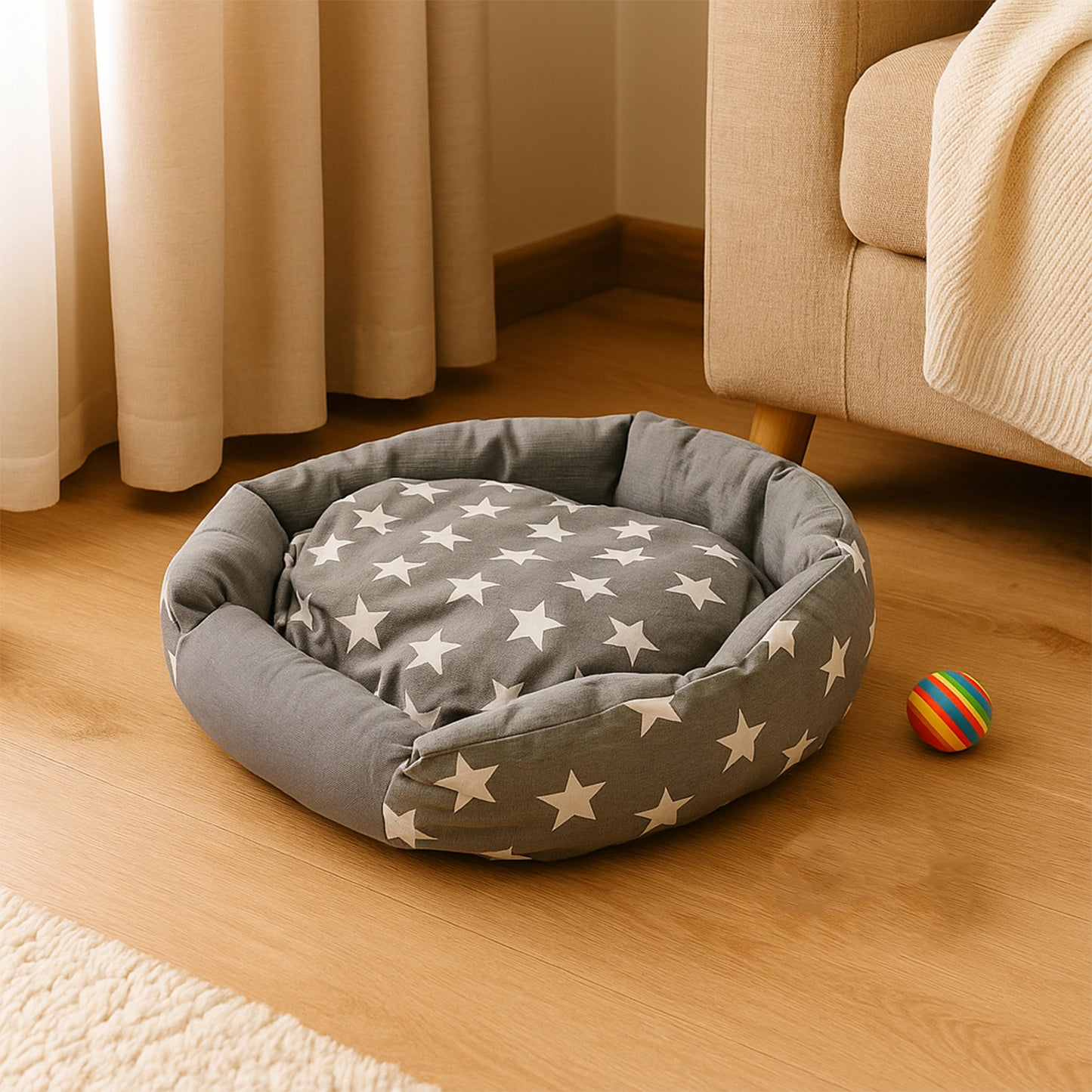 3xl Extra-large Star Pattern Round Pet Bed For Cats Small Dogs