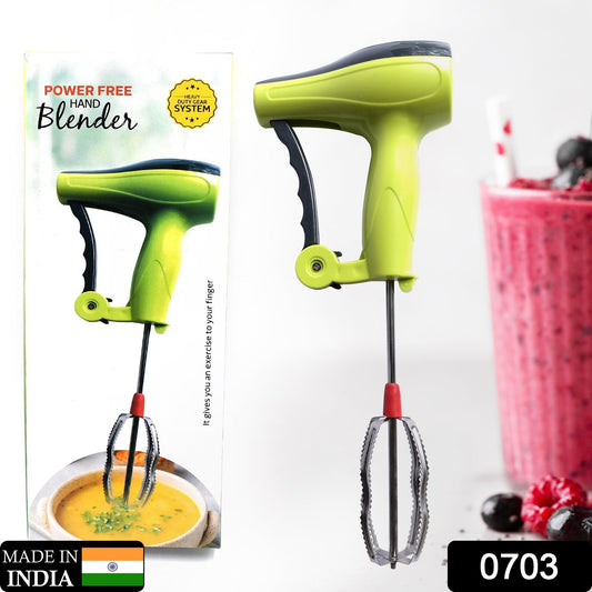 0703 Manual Hand Blender with Stainless Steel Blades – Power-Free Egg Beater & Lassi Maker