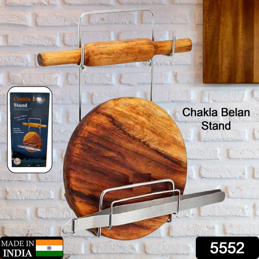 5552 Stainless Steel Chakla Belan & Chimta Stand – Multi-Purpose Kitchen Rack