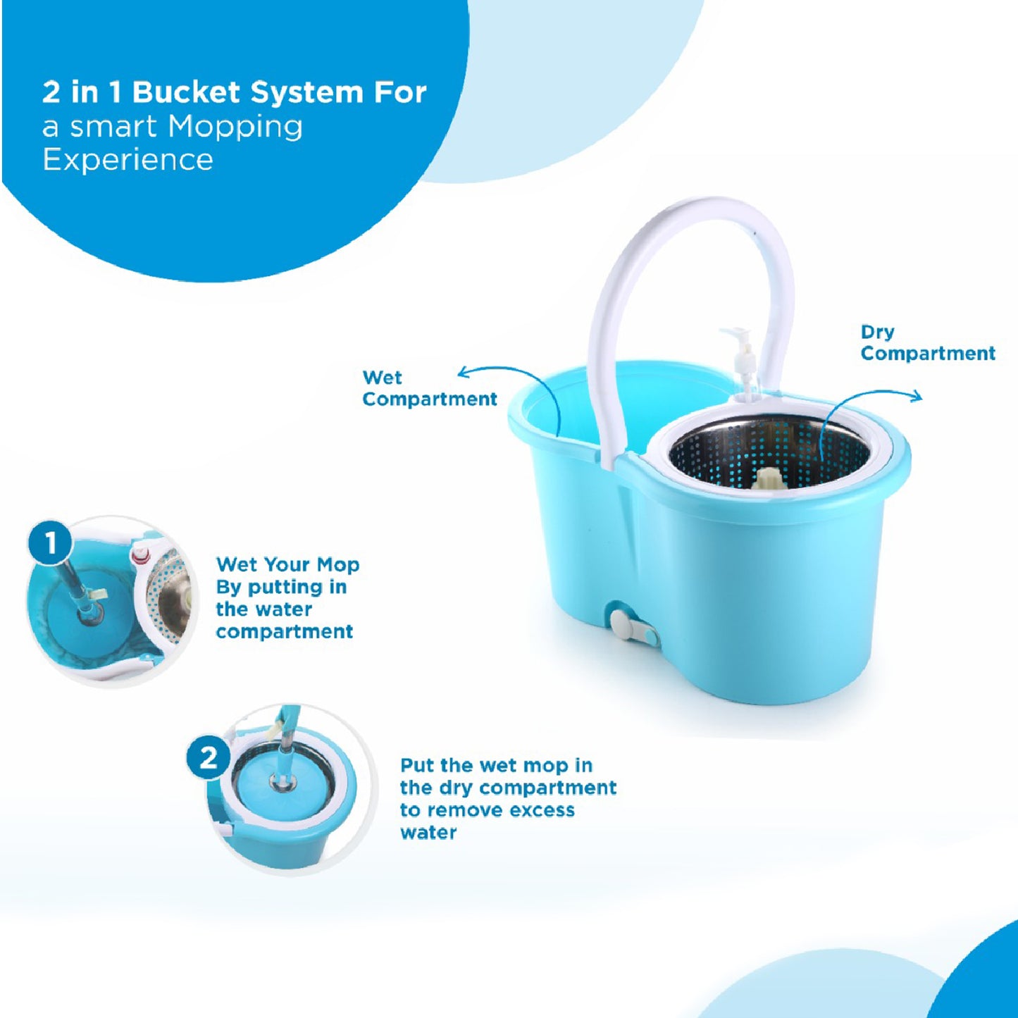 Plastic 360° Spin Mop with 2 Microfiber Heads