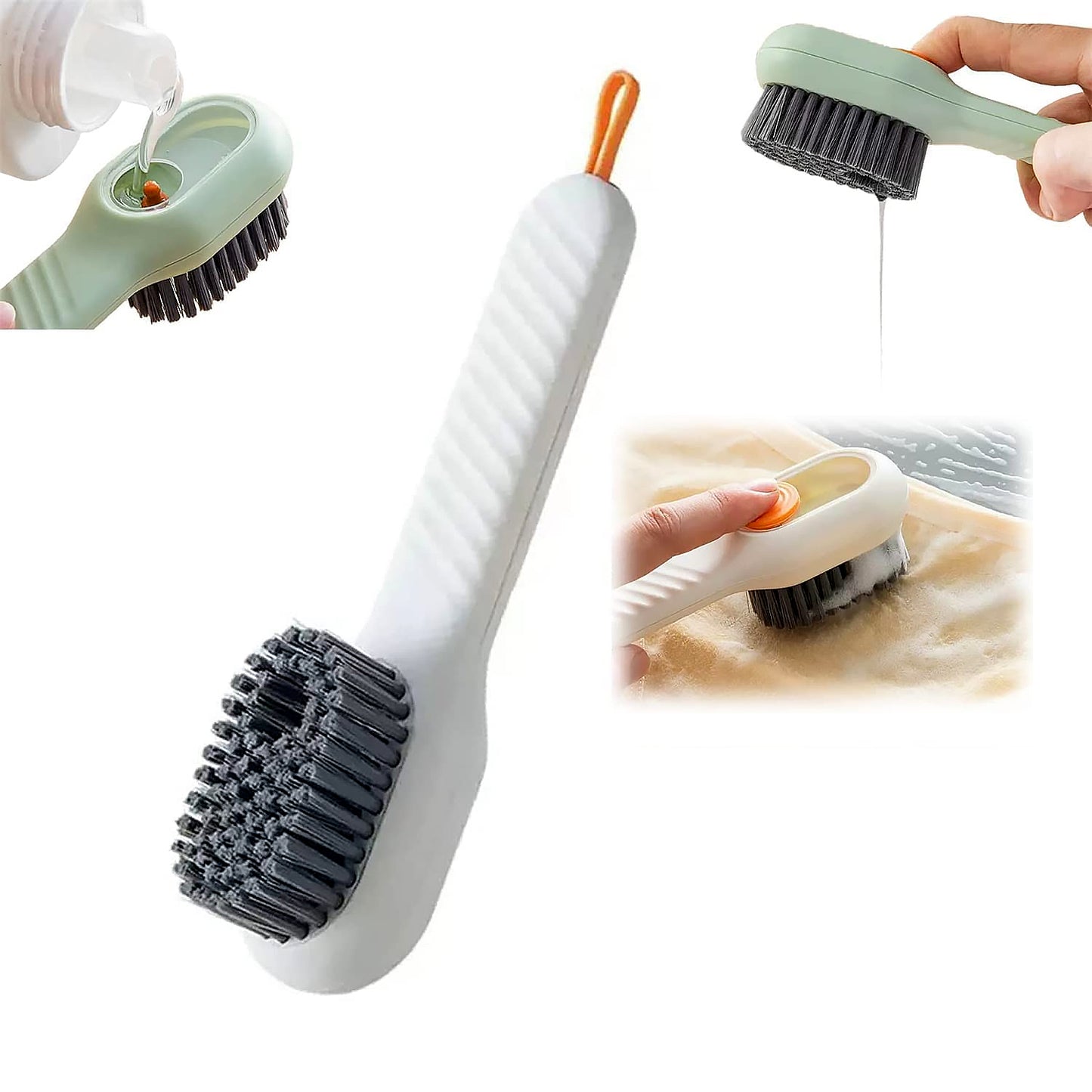 17928 Soap Dispensing Cleaning Brush – Shoe & Cloth Brush with Handle (1 Pc)