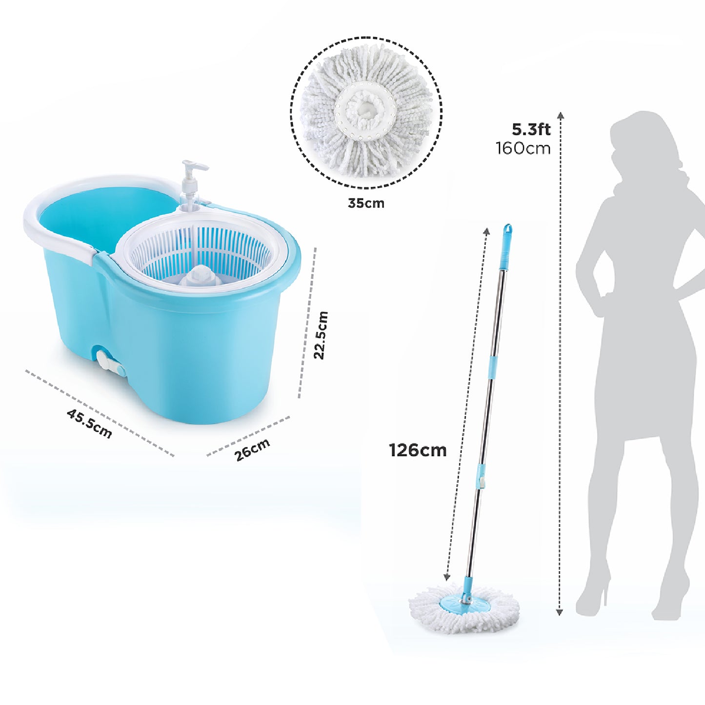 Plastic 360° Spin Mop with 2 Microfiber Heads