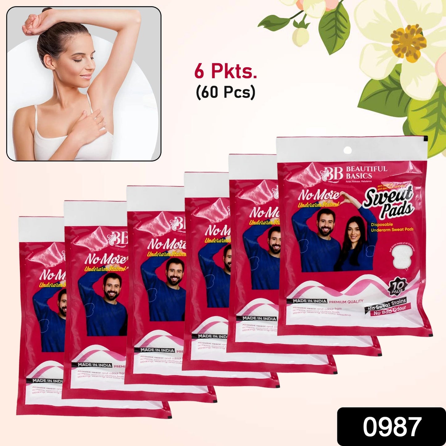 Underarm Disposable Sweat Pads (Pkts 6x 60 Pcs Set)