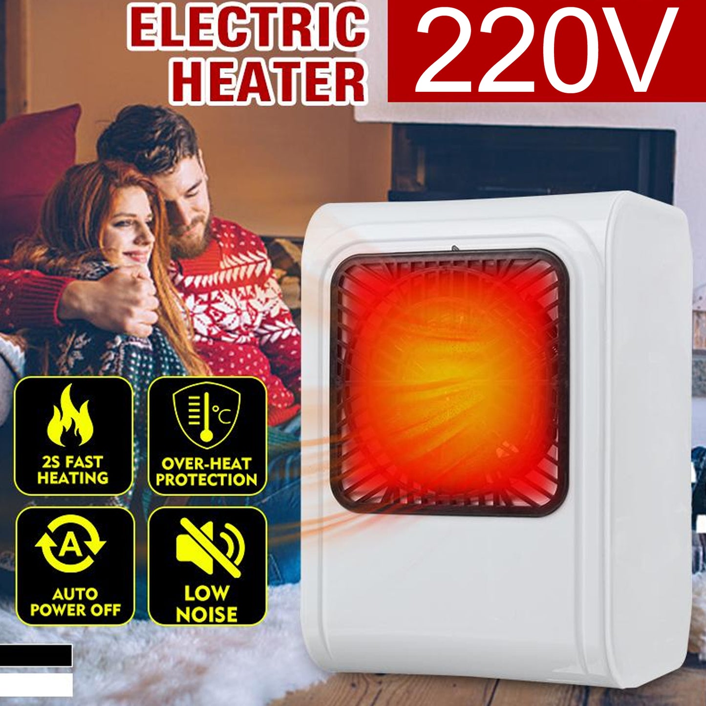 6683 Room Heater 220V – Brown Box Heater with 1 Plug for Office & Bedroom Use