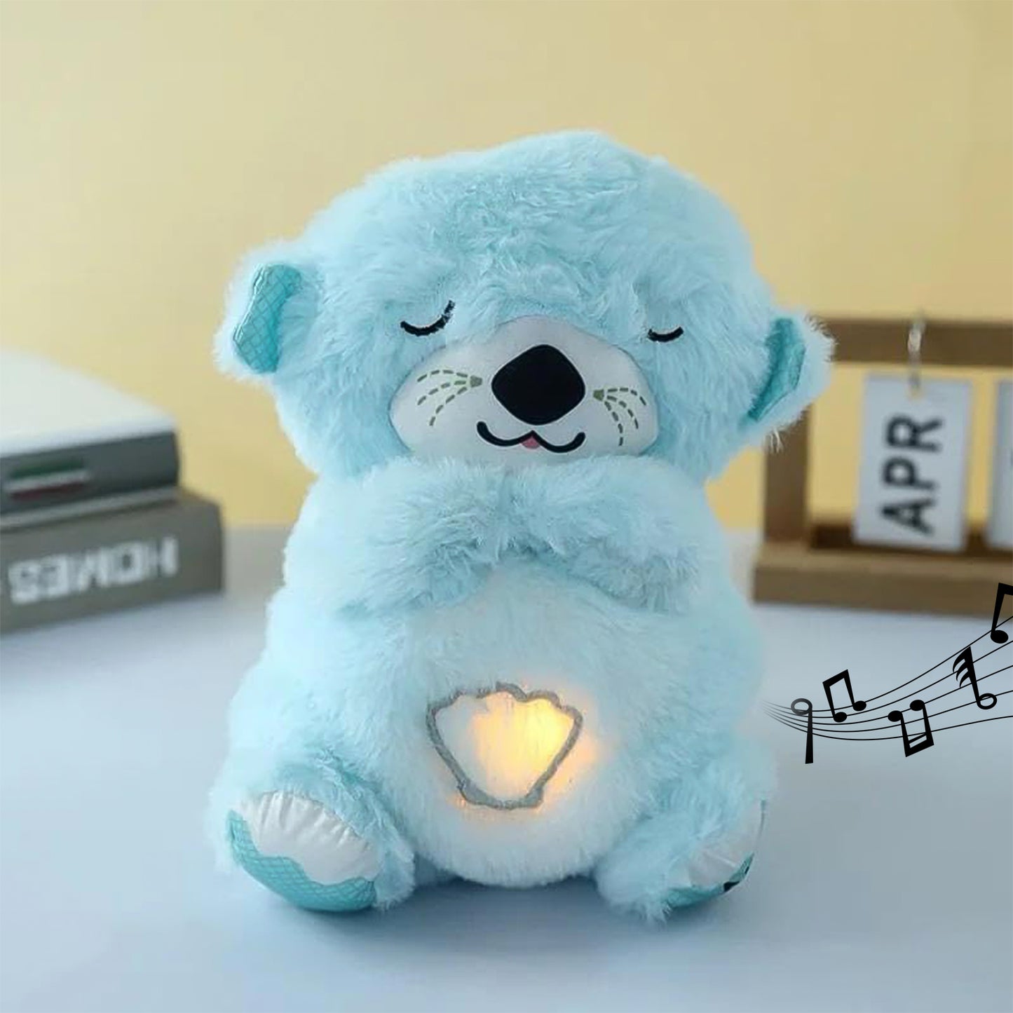 Soft Plush Musical Teddy Bear with LED Light (1 Pc)