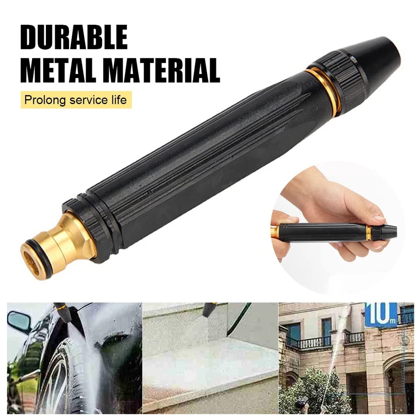 9090 High Pressure Water Gun Nozzle – Car Wash & Garden Spray Gun (Alloy)