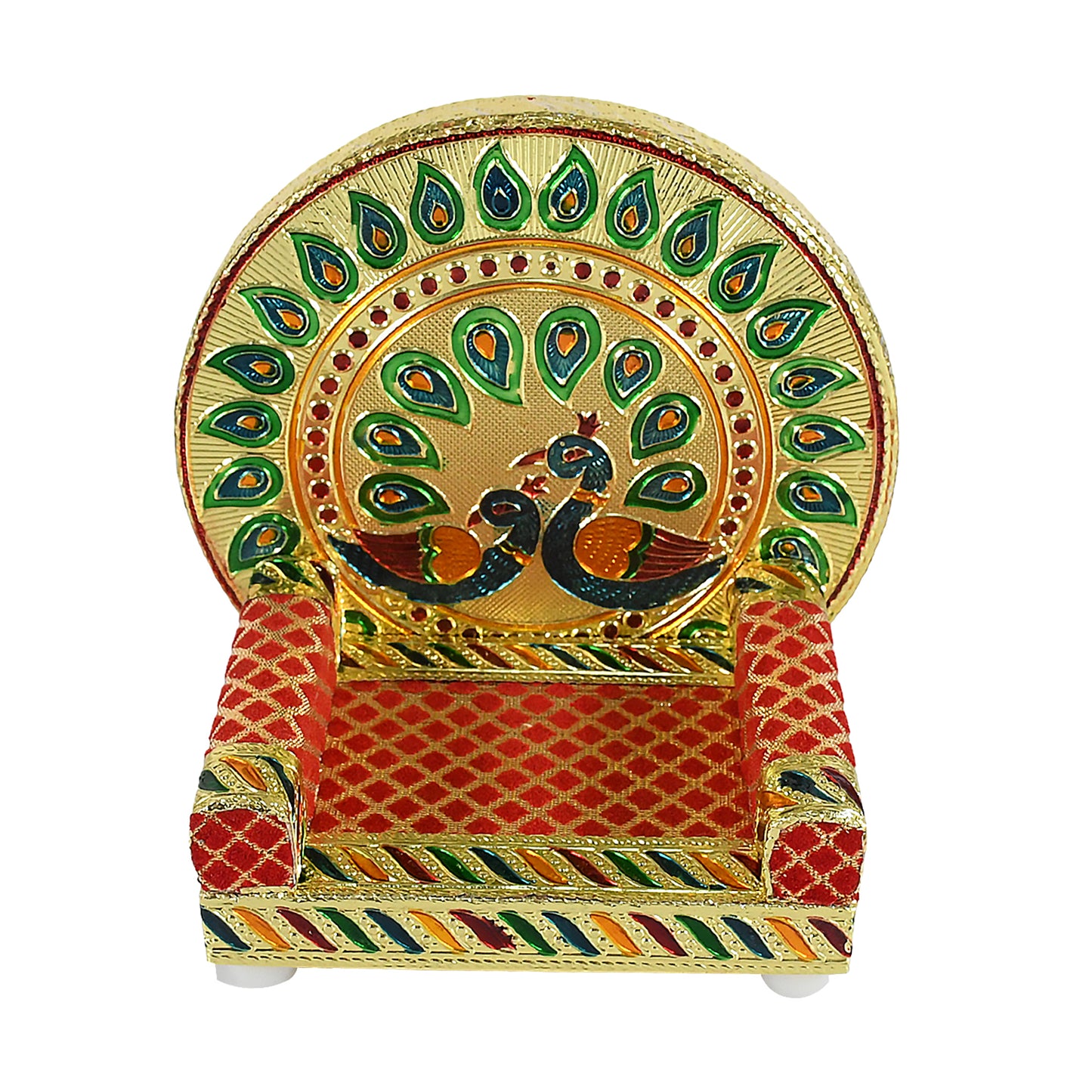 17697 Meenakari Work Laddu Gopal Singhasan – Wooden Krishna Ladoo Bal Gopal Sofa Asan