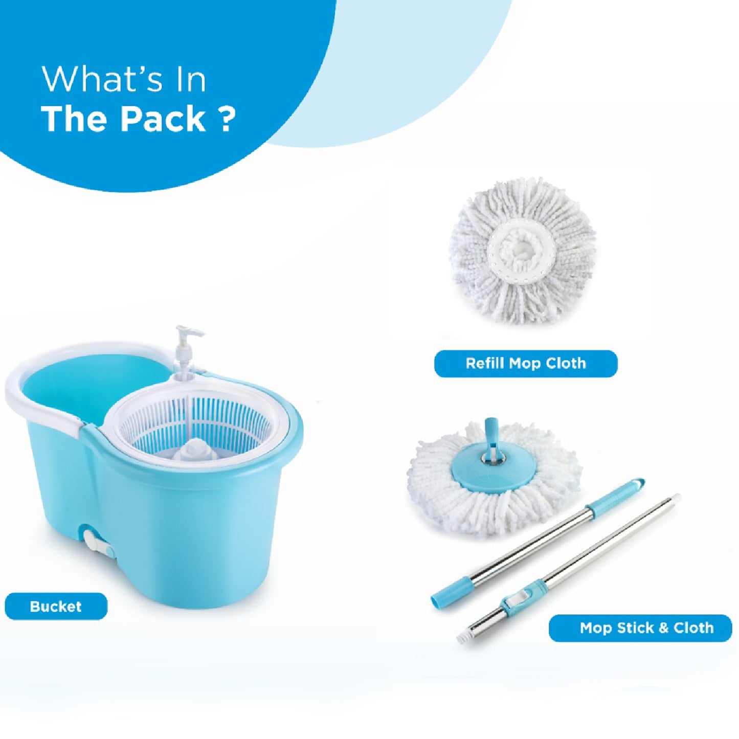 Plastic 360° Spin Mop with 2 Microfiber Heads