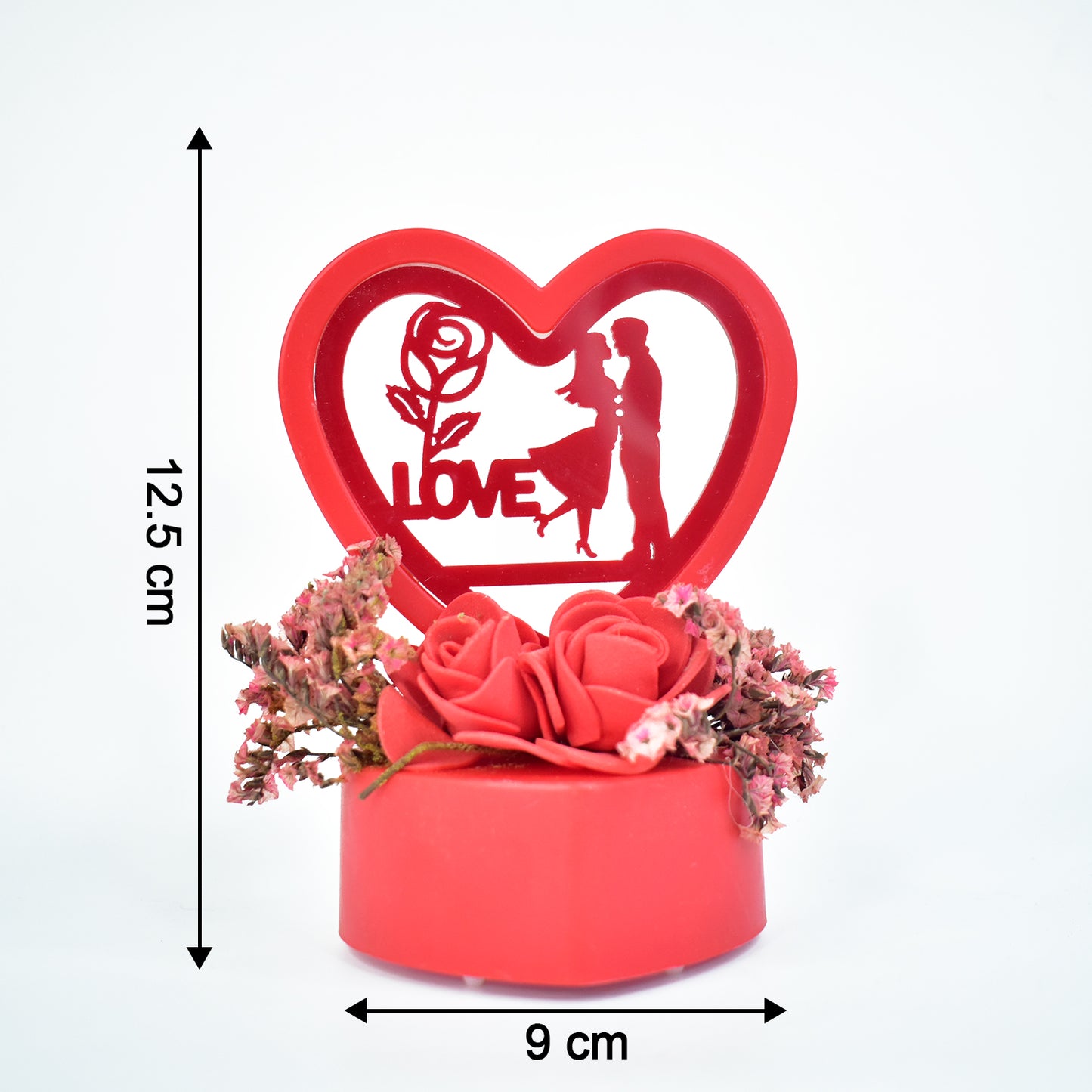 Heart-Shaped Love Couple Showpiece with LED