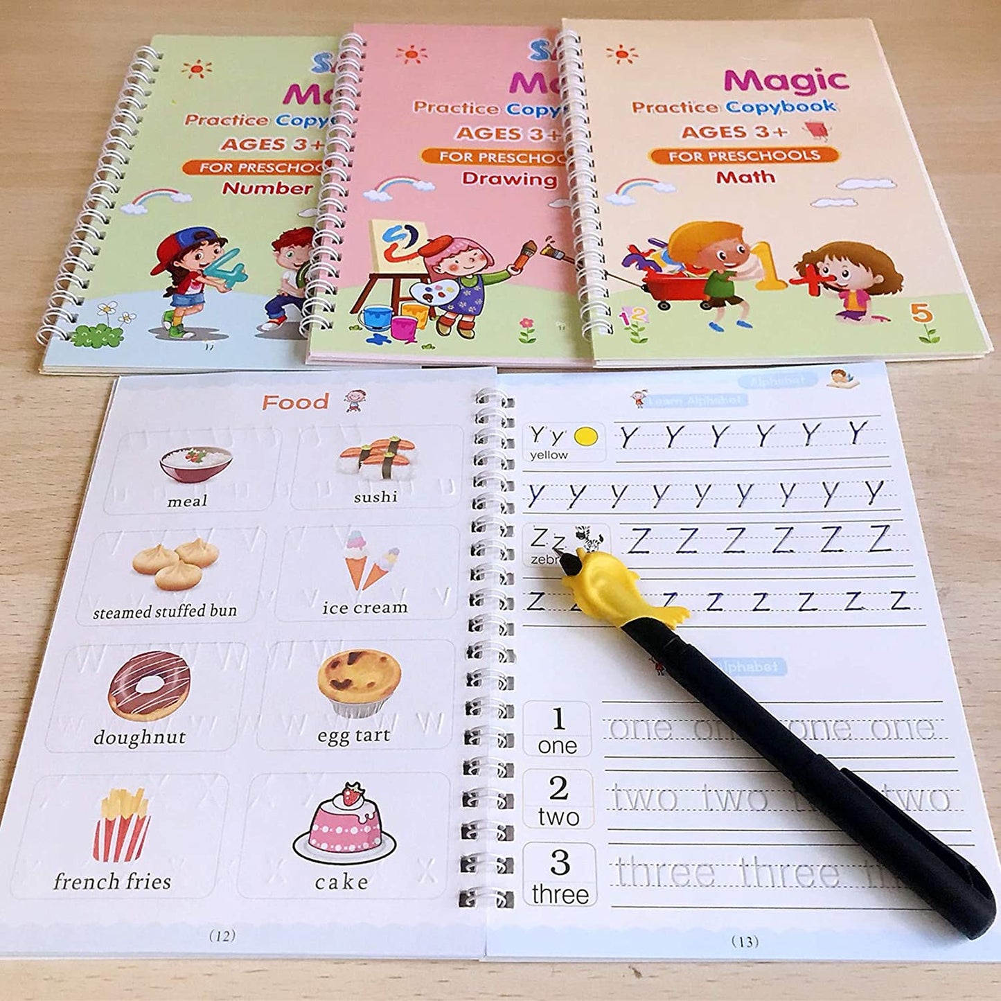 8075 Magic Copybook Set – 4 Books with Pen Case, Holder & Refills