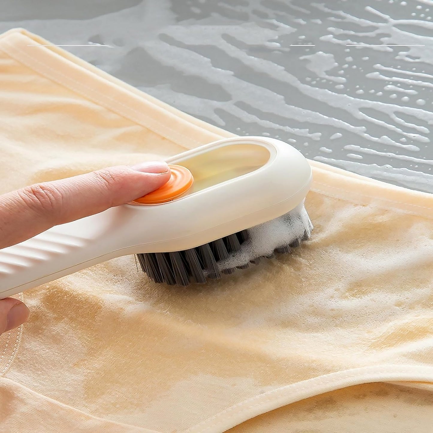 17928 Soap Dispensing Cleaning Brush – Shoe & Cloth Brush with Handle (1 Pc)