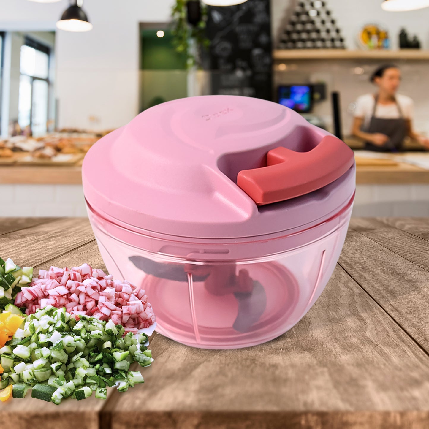 Power-X Veg Chopper | 500ML Hand-Pull Cutter with 3 Blades