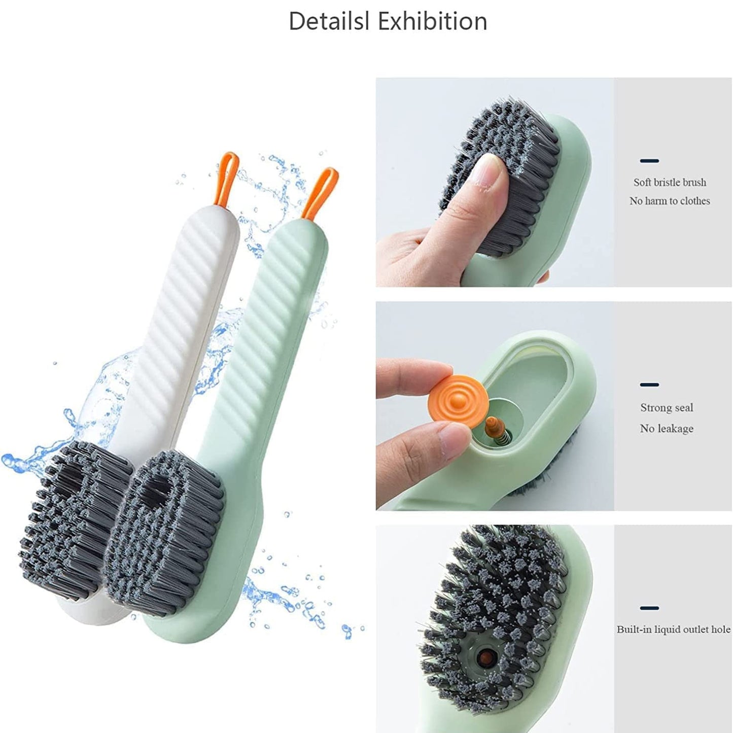 17928 Soap Dispensing Cleaning Brush – Shoe & Cloth Brush with Handle (1 Pc)