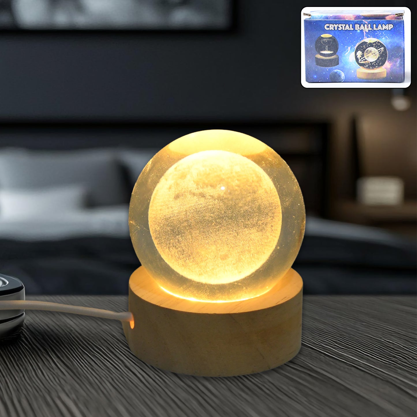3D Crystal Ball Lamp with Base