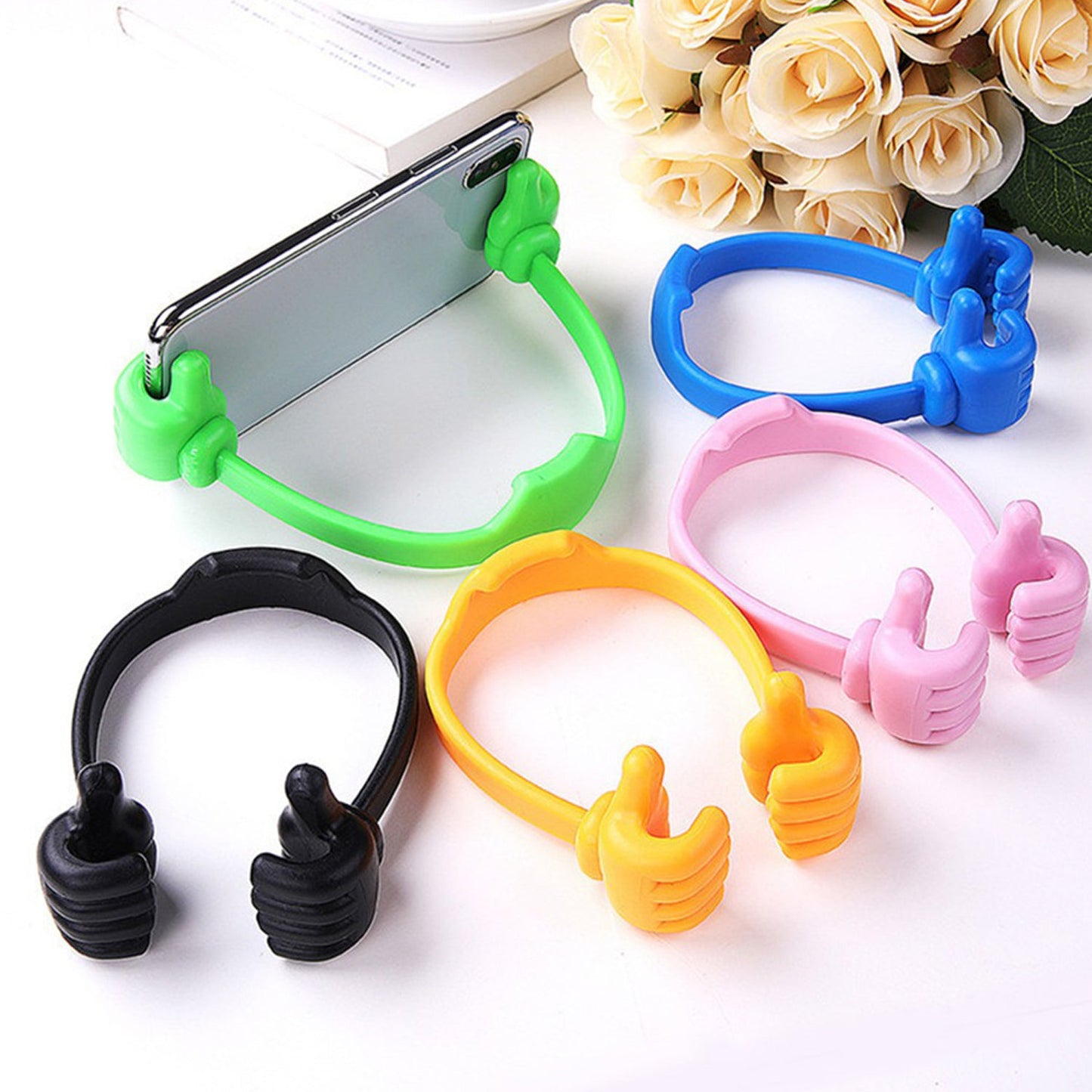 6132 Hand Shape Mobile Stand – 4 Pc Set (Plastic, Lightweight & Portable)