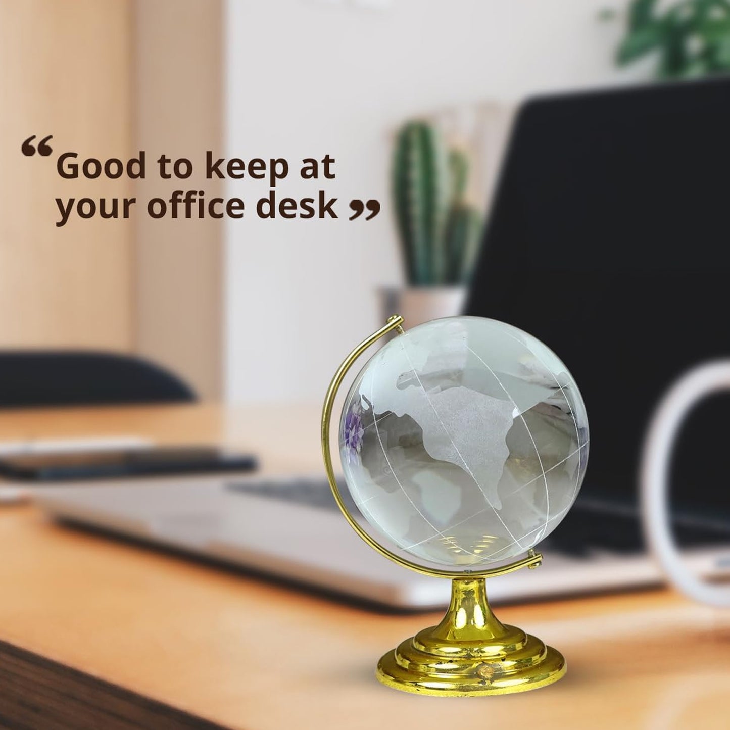 Crystal Globe / World Map 50mm with Golden Stand
