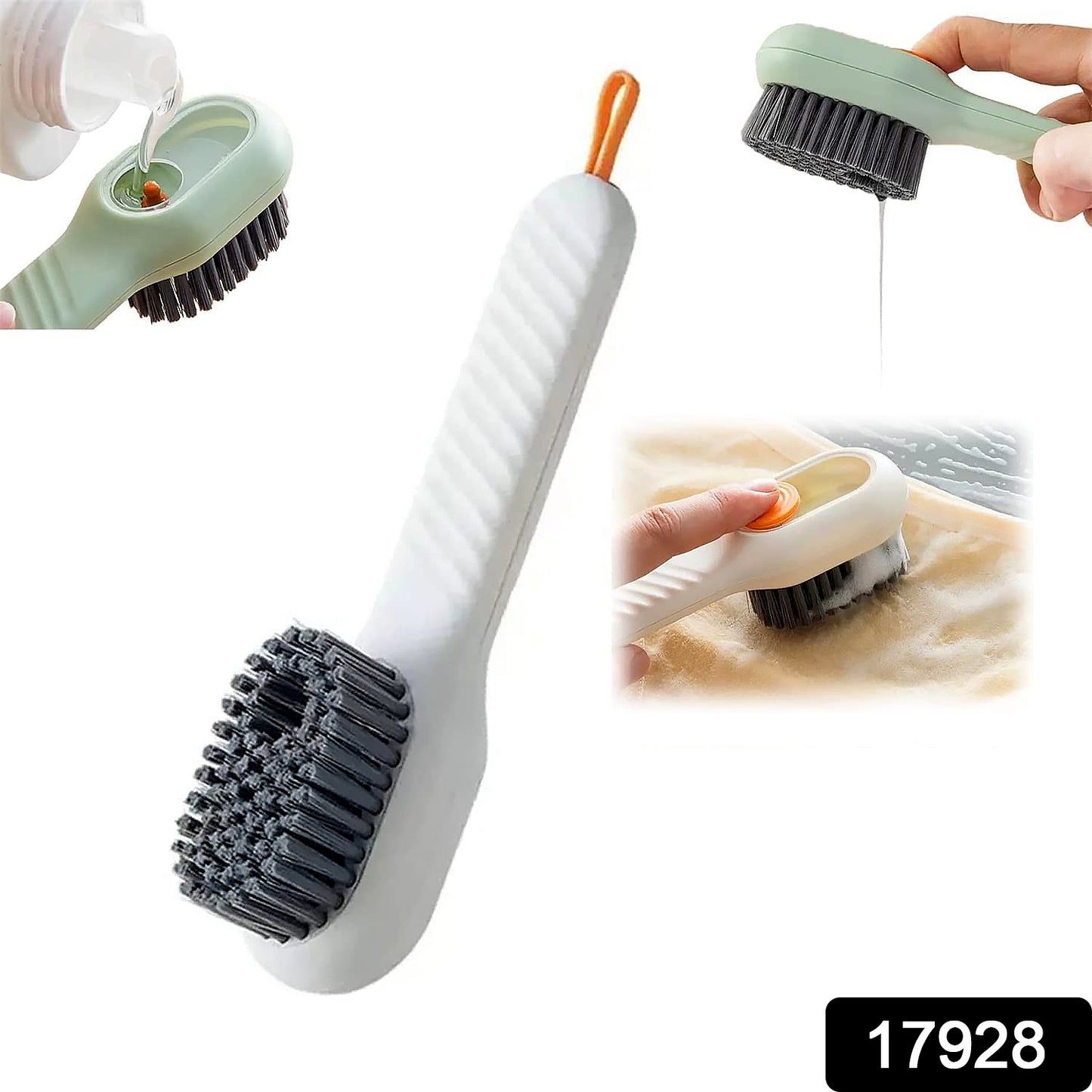 17928 Soap Dispensing Cleaning Brush – Shoe & Cloth Brush with Handle (1 Pc)