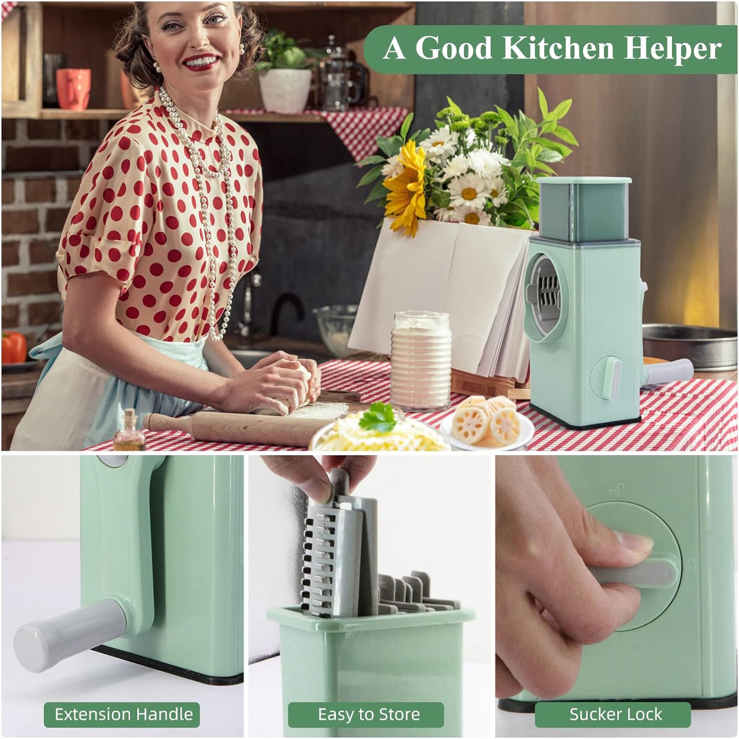 5775 Stainless Steel Vegetable Chopper with 6 Blades & Cleaning Brush – 1 Pc