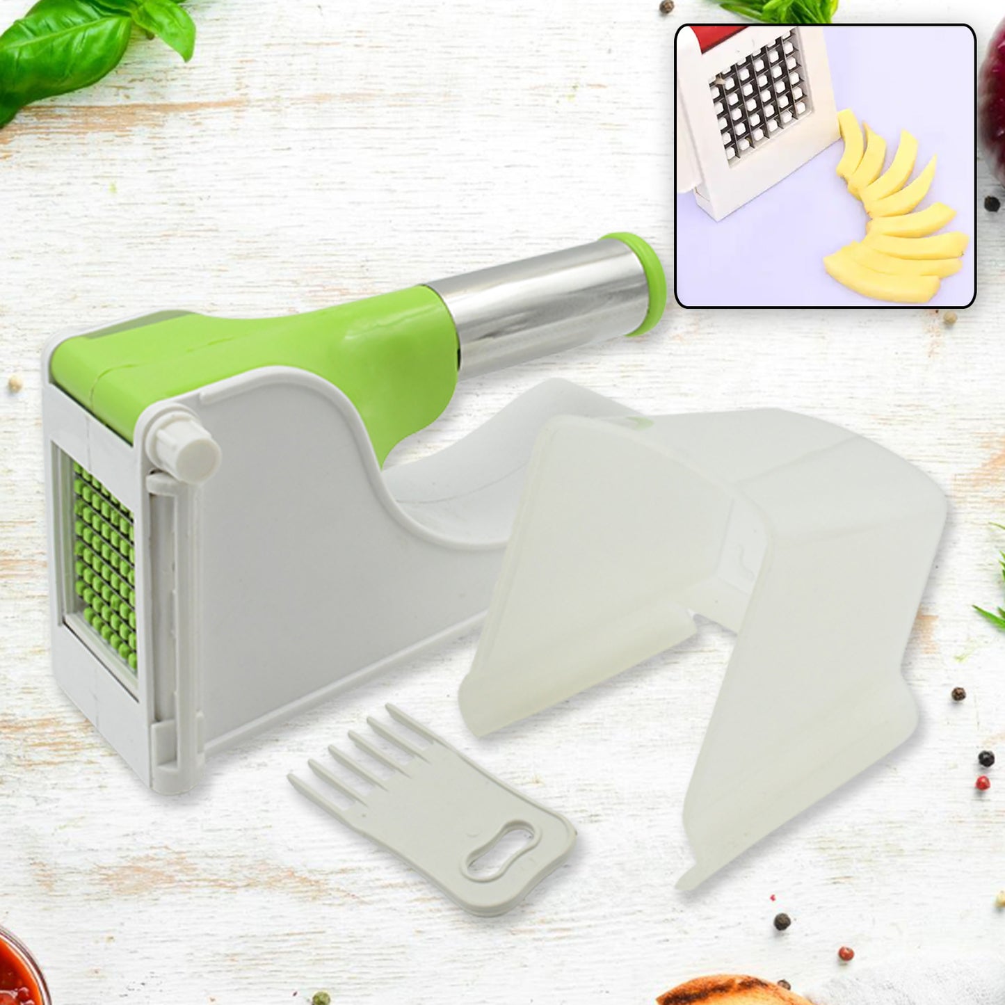 114 Plastic Potato Chipser | French Fry & Chips Cutter with Container