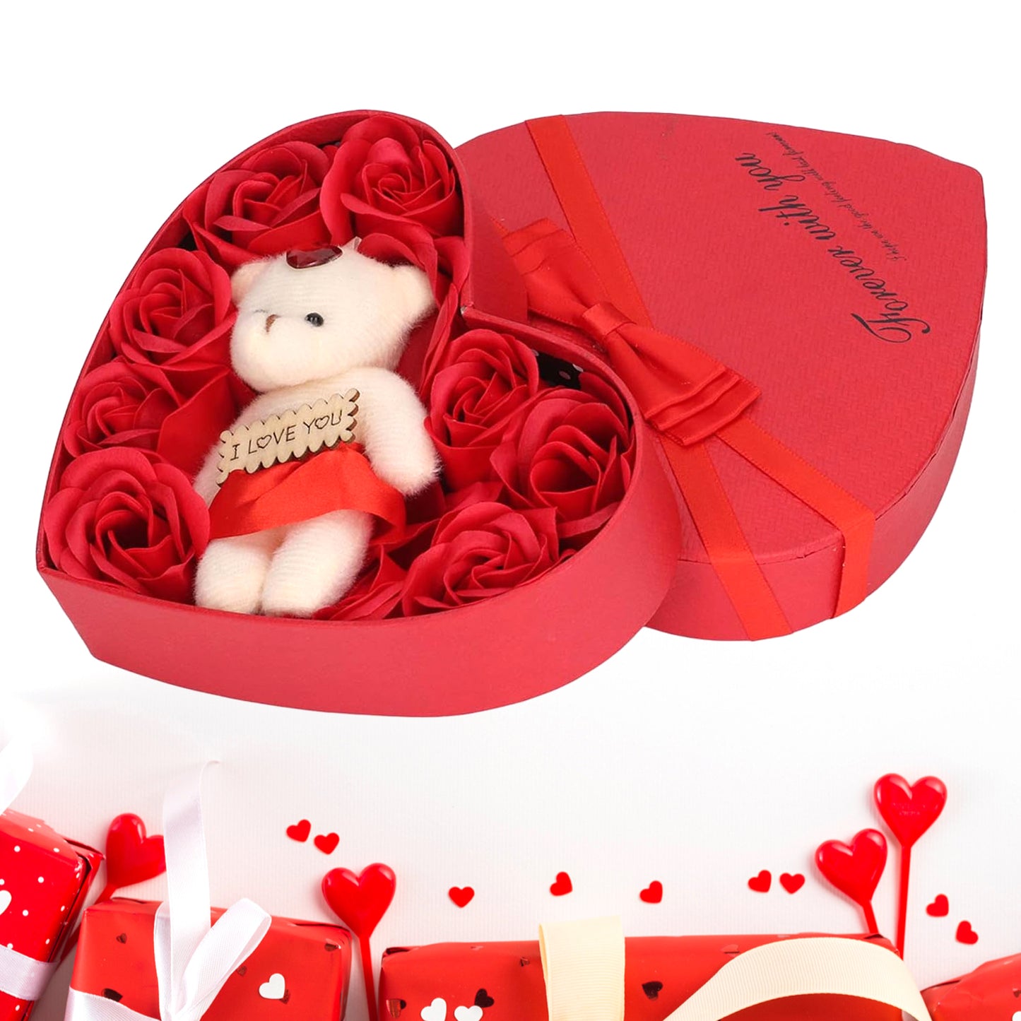 Valentine’s Day Gift Box with Teddy & Roses