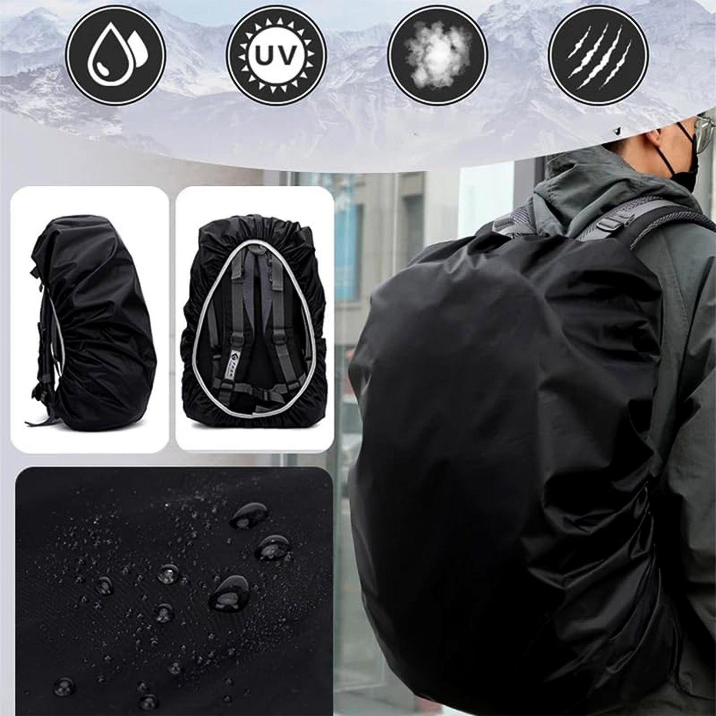 4100 Heavy Waterproof Nylon Rain/Dust Cover – Adjustable Backpack & Laptop Bag Cover