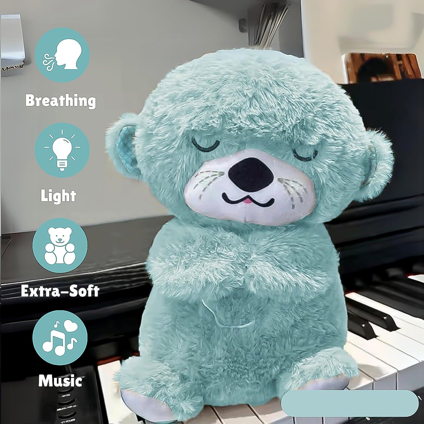 Soft Plush Musical Teddy Bear with LED Light (1 Pc)