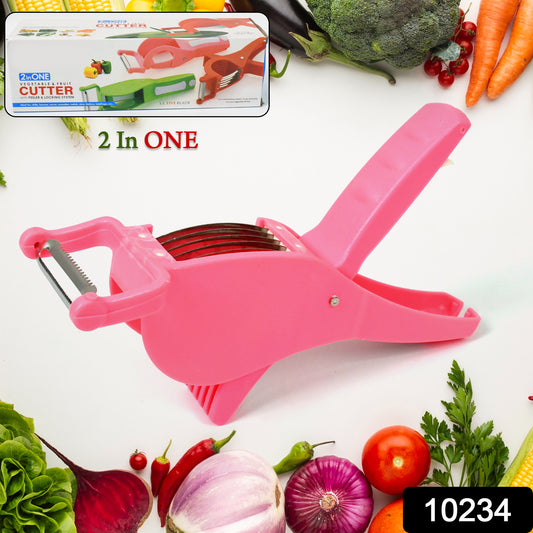 2 in 1 Vegetable & Fruit Cutter with Peeler | Stainless Steel Blade (1 Pc)