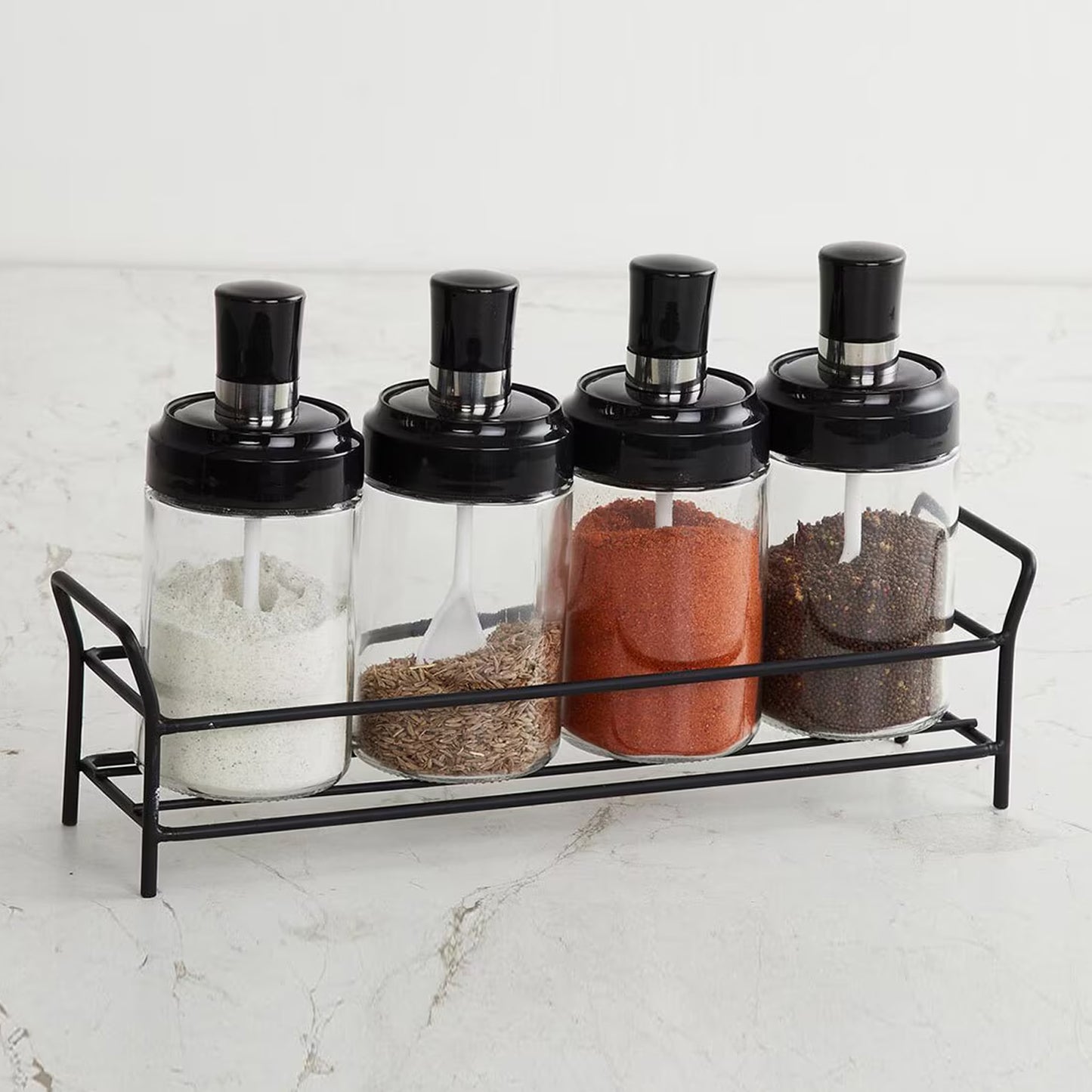 Glass Oil & Spice Bottle Set (5 Pcs)