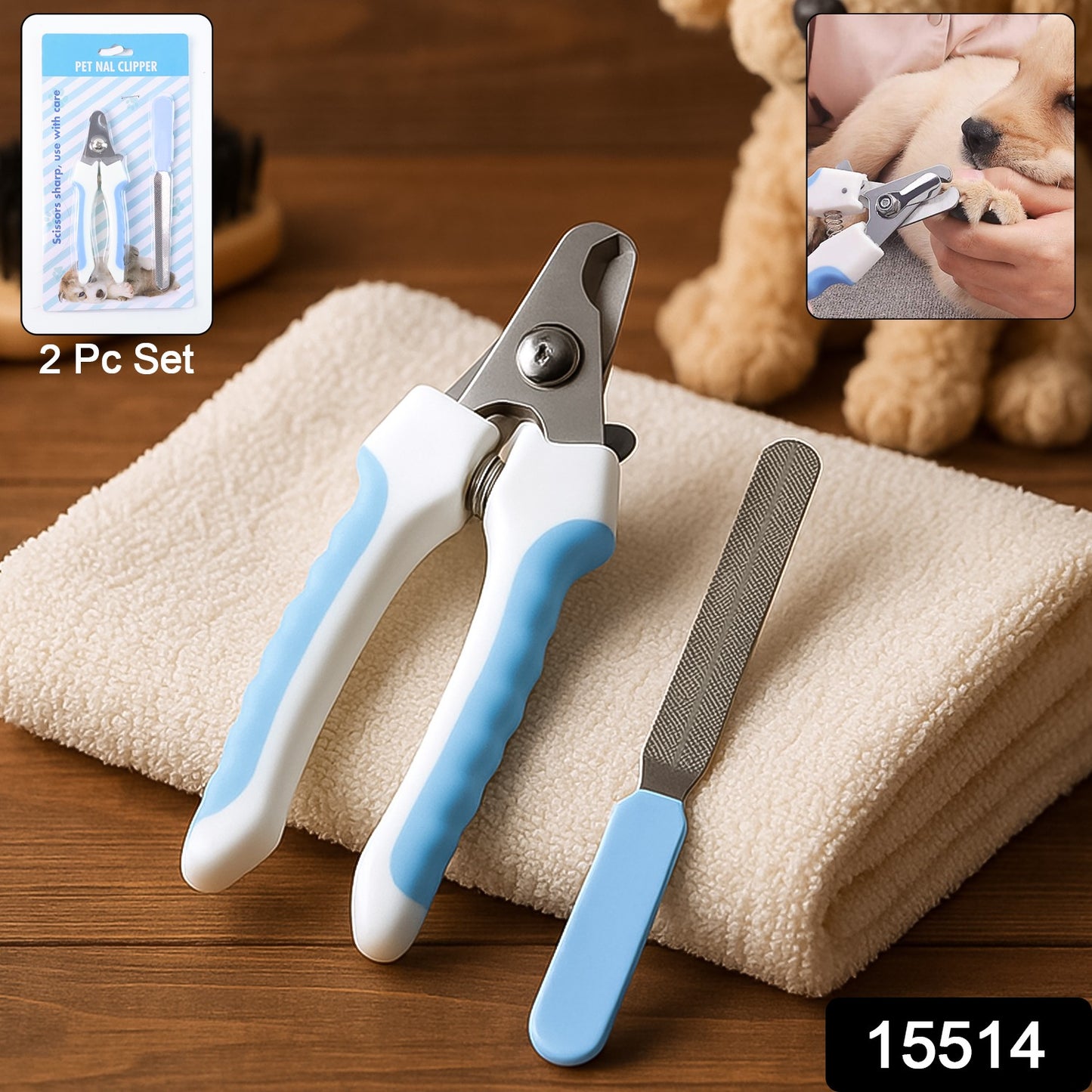 Pet Nail Clipper And Nail File Grooming Kit For Dogs And Cats (2 Pc)