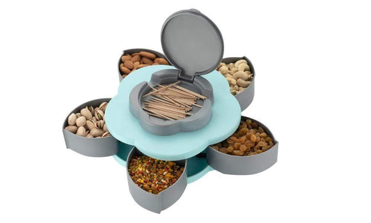634 Petal Snack Storage Box | 5-Grid Rotating Candy & Nut Organizer (1 Pc)