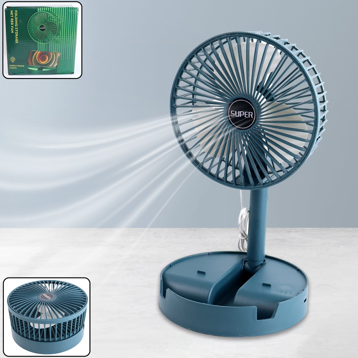 4642 Telescopic Electric Desktop Fan – Height Adjustable, Foldable & Portable