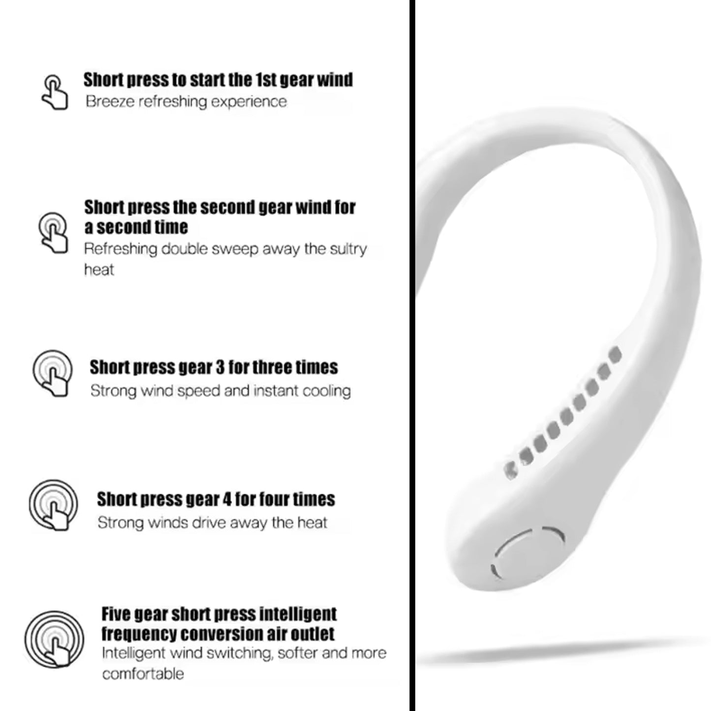 0876 Portable USB Neck Fan – Wearable Hands-Free Cooling