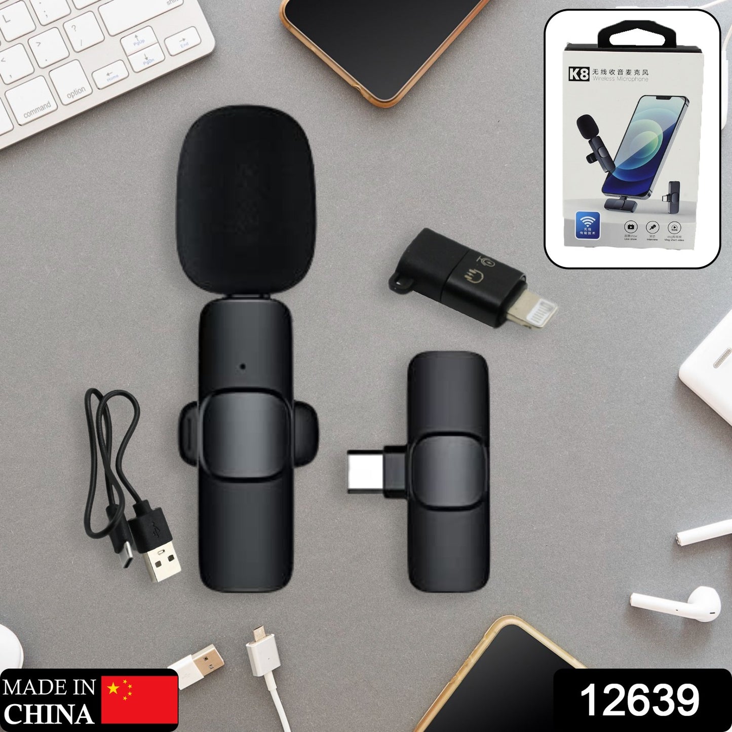 Intelligent Noise Cancelling Wireless Clip-On Microphone for Type-C & iPhone