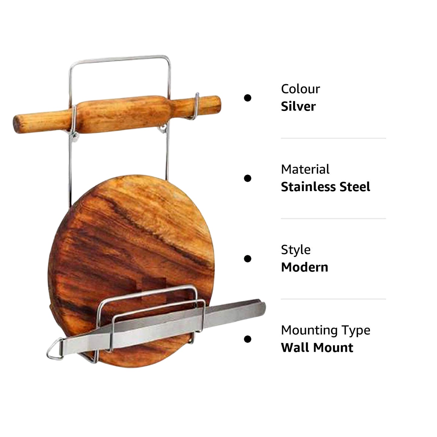 5552 Stainless Steel Chakla Belan & Chimta Stand – Multi-Purpose Kitchen Rack