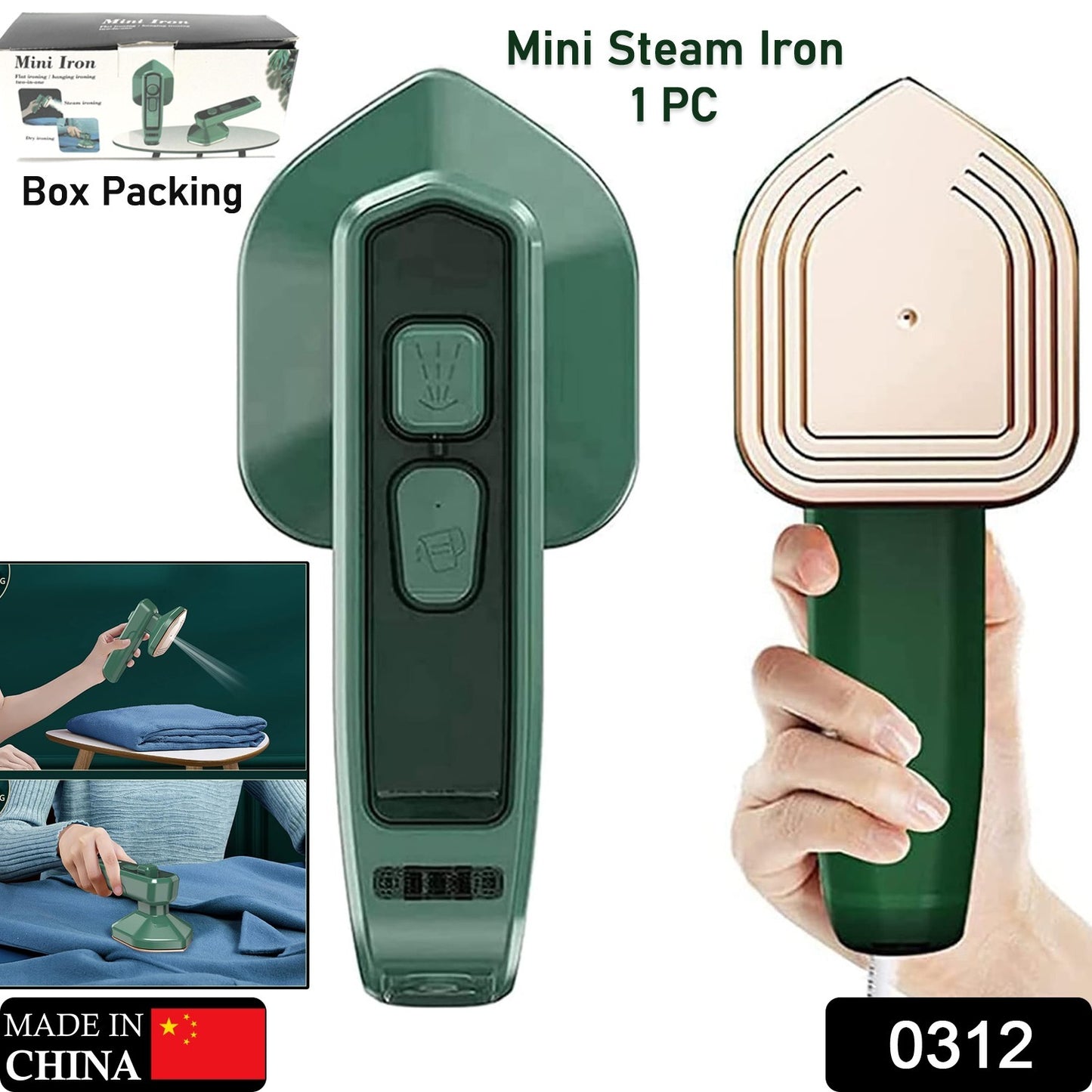 0312 Mini Steam Iron – Handheld Garment Steamer for Travel & Home