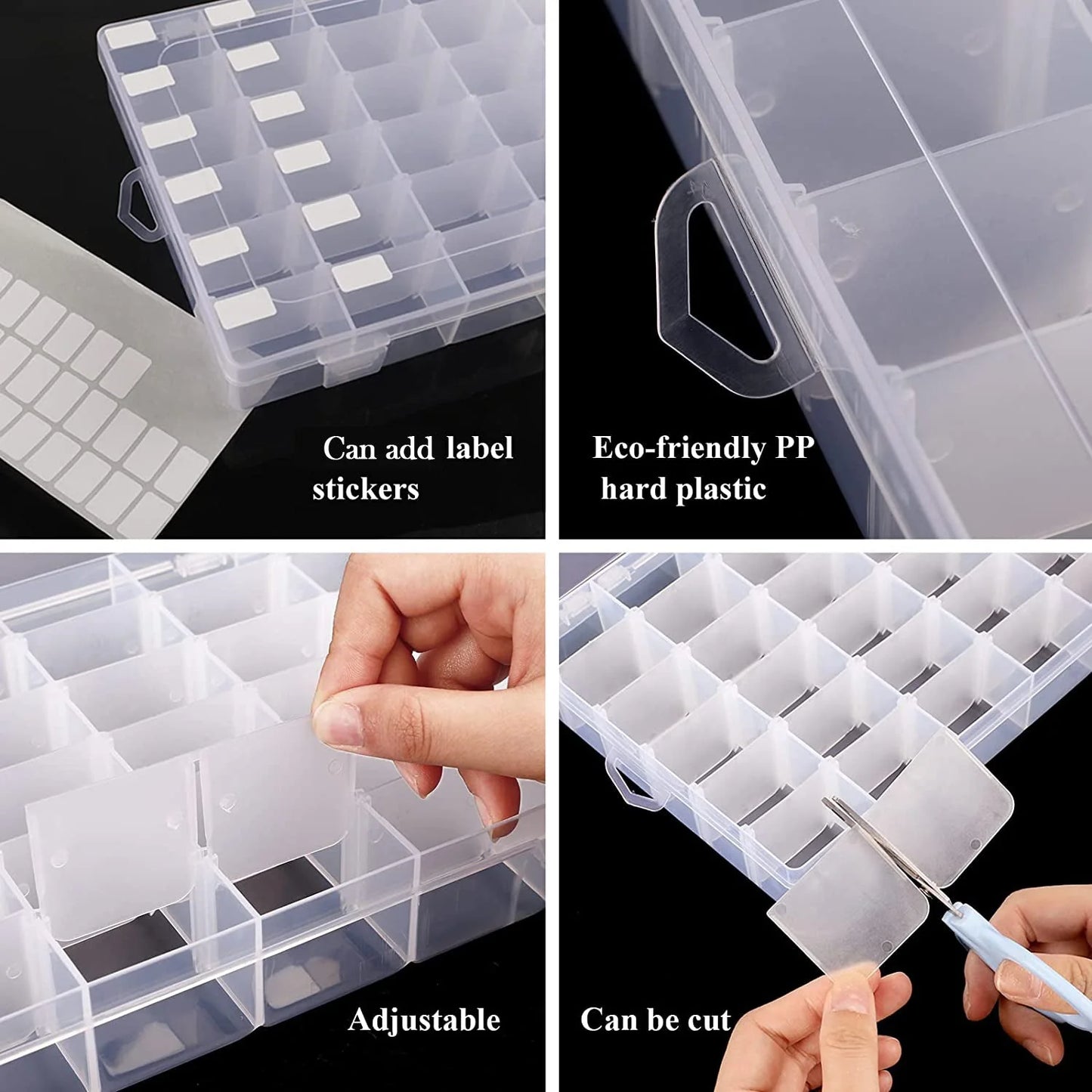 7673a 36-Grids Clear Plastic Jewelry & Craft Storage Box – Adjustable Dividersx (1pc)